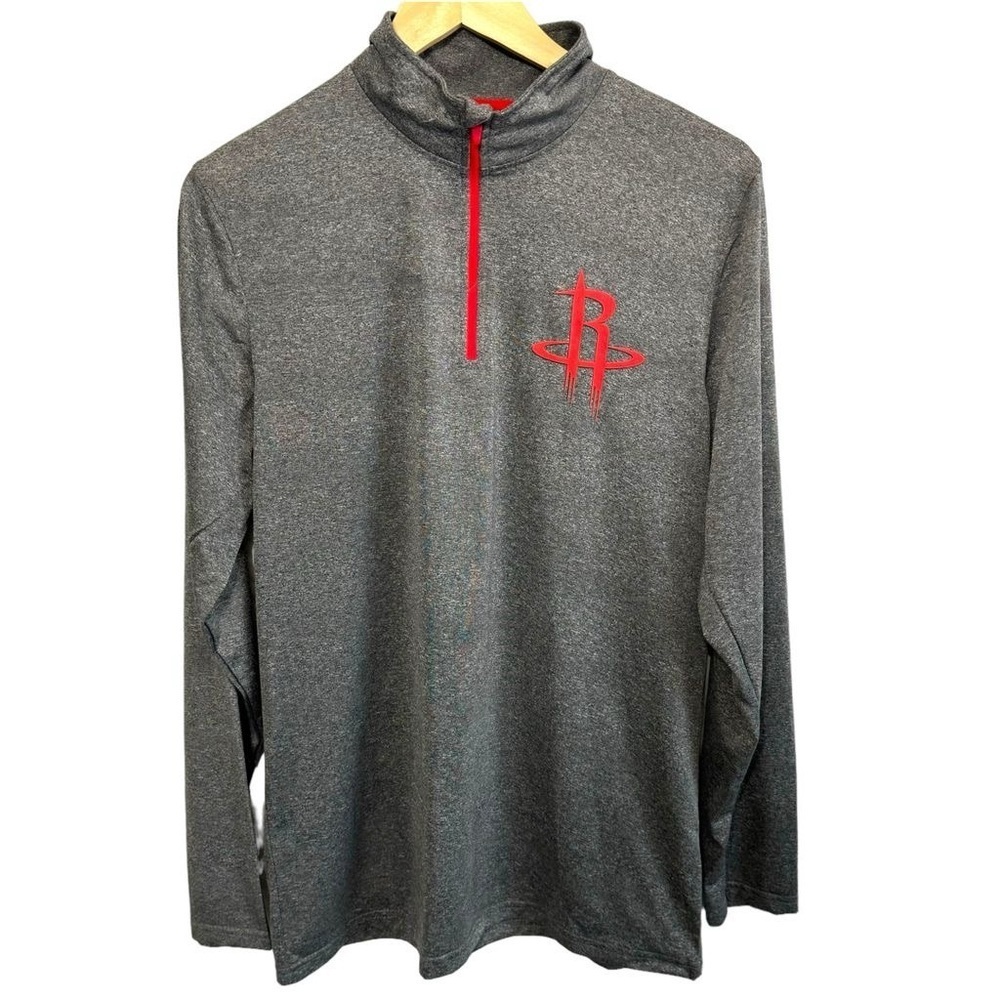 NBA Houston Rockets Men's Quarter-Zip Pullover Gray Small Long Sleeve Shirt Top